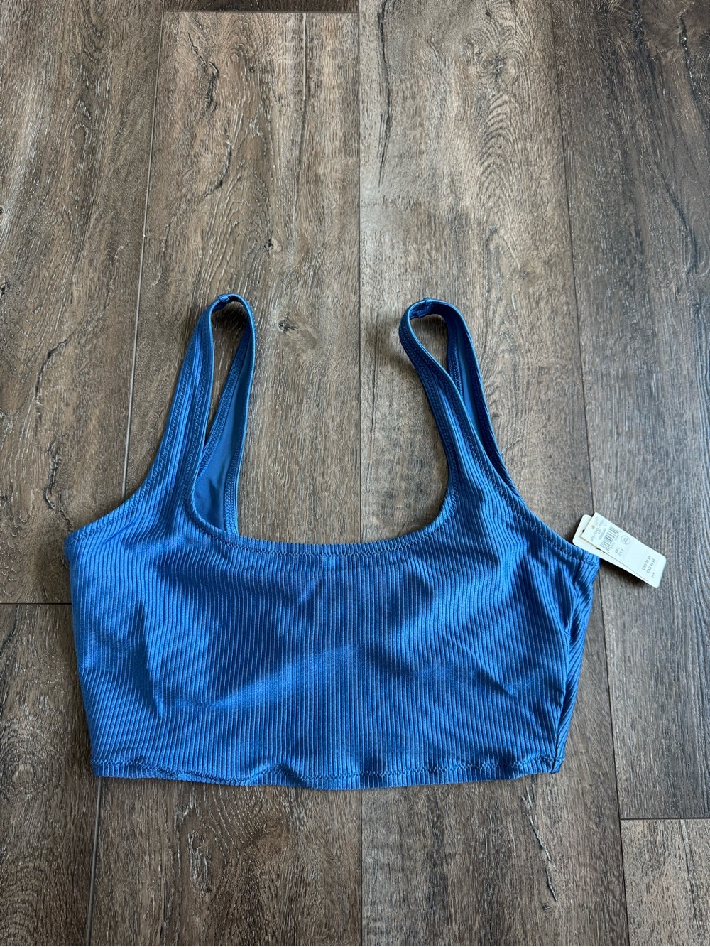 Aerie Blue Ribbed Scoop Crop Bralette Women’s Size Large